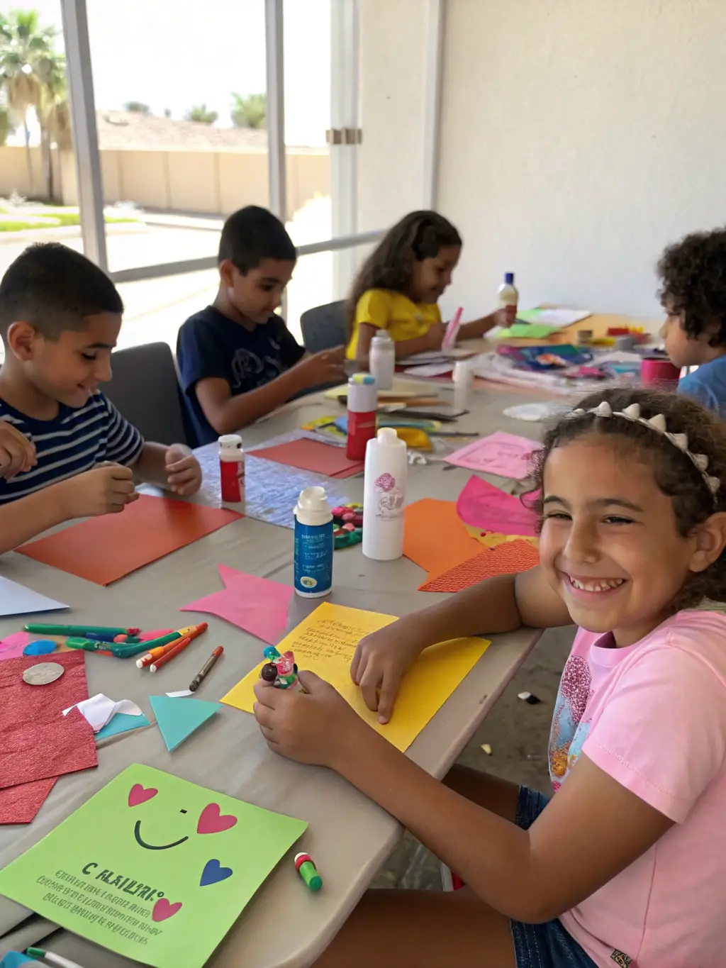 A photograph of children participating in a heritage workshop, learning about traditional crafts and the importance of preserving local culture.