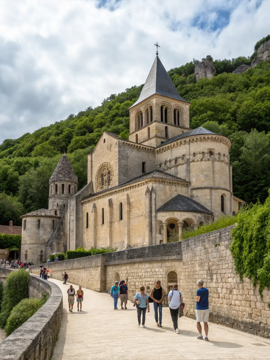 A photograph of a guided tour through a historic site in Bénerville-sur-Mer, highlighting the association's efforts to promote cultural tourism and awareness.
